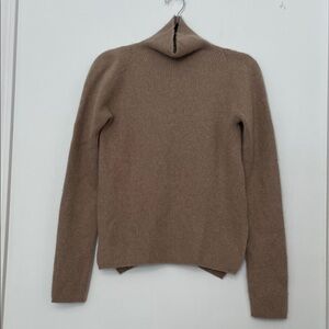 MM Lafleur Camel Cashmere Ribbed Funnel Neck Sweater size Small